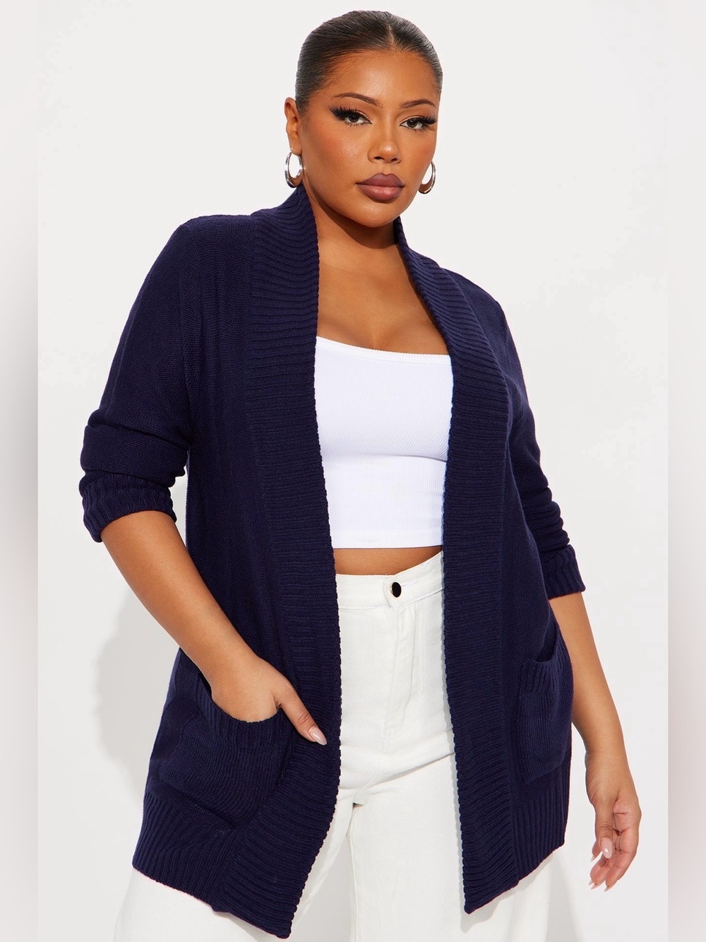 NWT Navy Open-Front Knit Cardigan Sweater Size Small